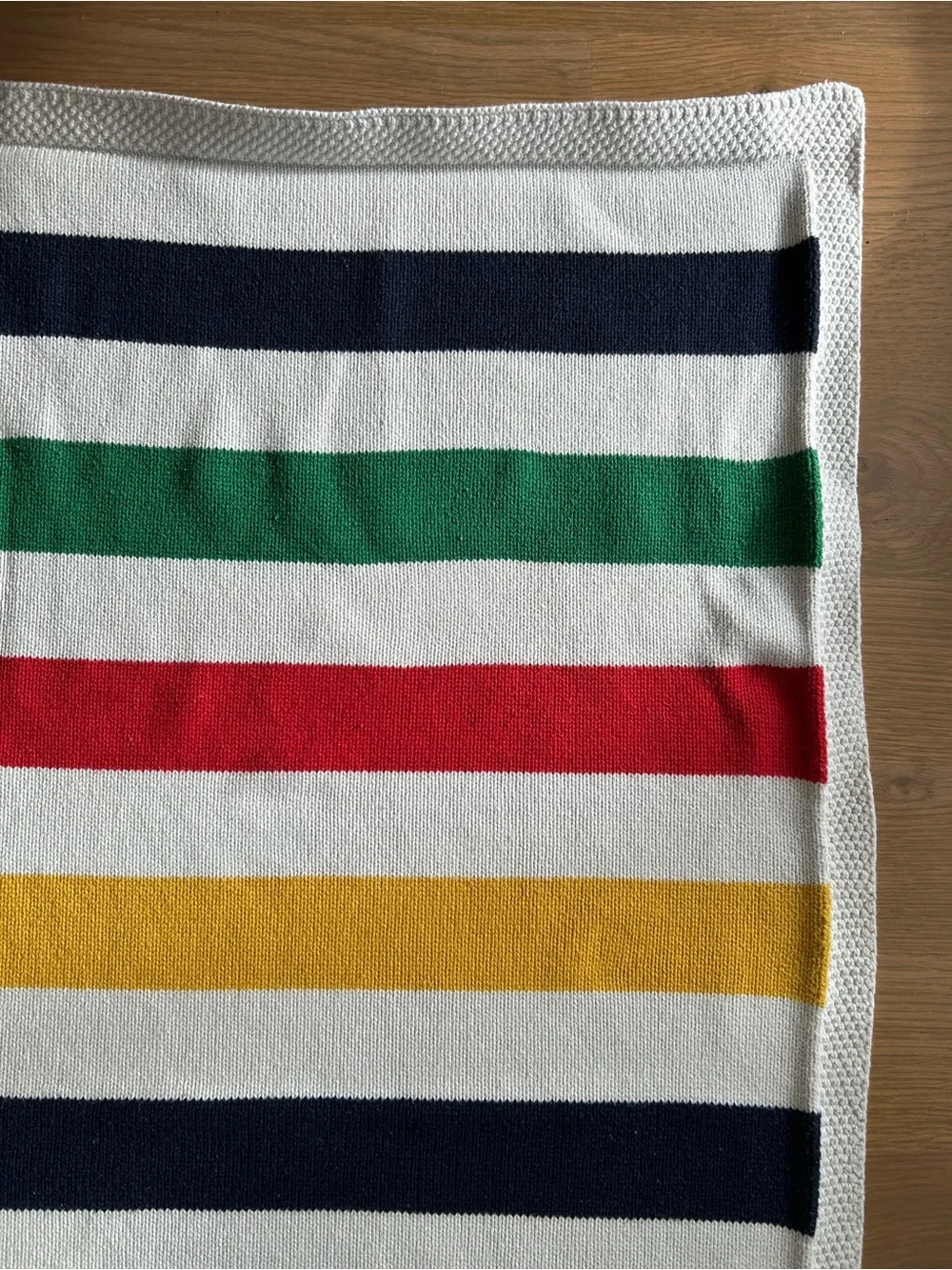 Hudson’s Bay Baby Blanket Wool Blend Multistripe Knit 29x36